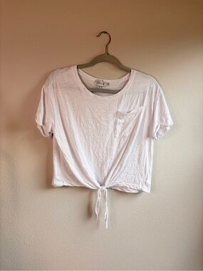 Molly Bracken White Tie-Front‎ Pocket Tee